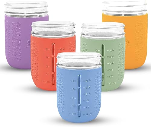 Juego de fundas para tarros de silicona para primavera y verano, protectores antideslizantes para tarros de conserva de gelatina de boca ancha de 16