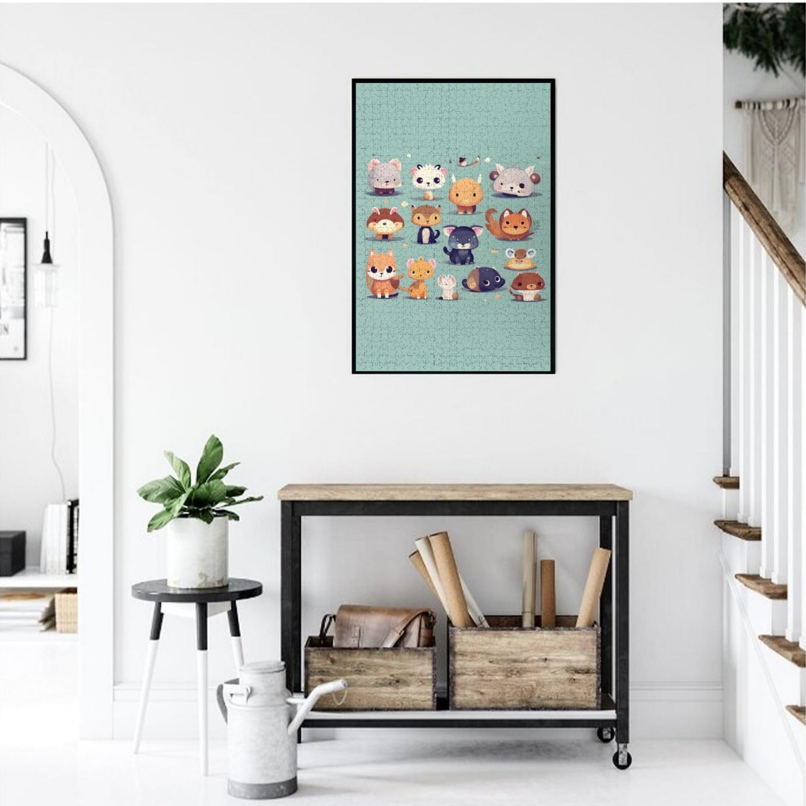 Niedliche kleine Tier-Bilderpuzzle. Holzpuzzle für Erwachsene, einzigartige Wandkunst-Dekoration, Geschenk