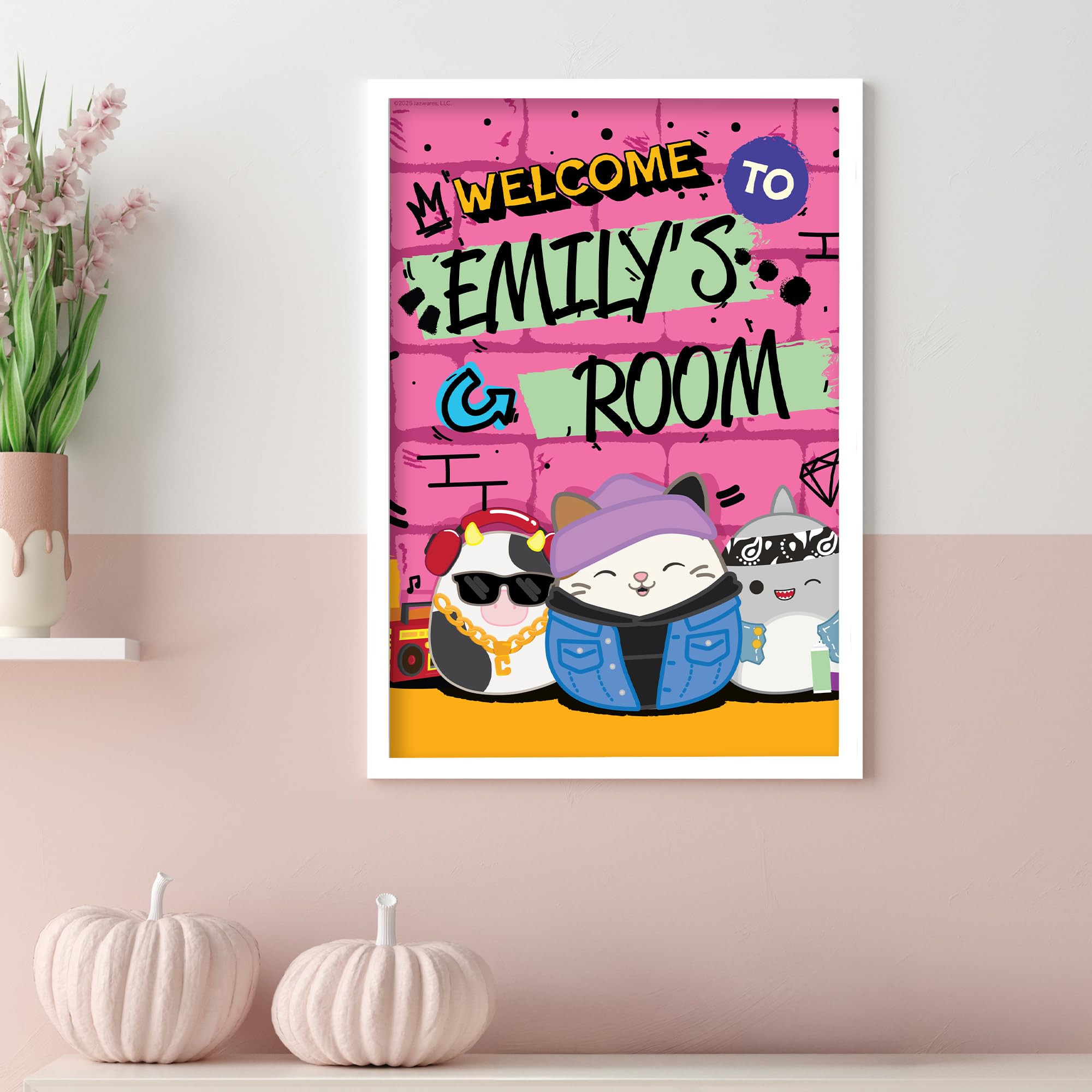 Themed Multicolour Squishmallows Print - Welcome To Personalised Grafitti Poster Wall Art (42Cm X 59.4Cm - A2)