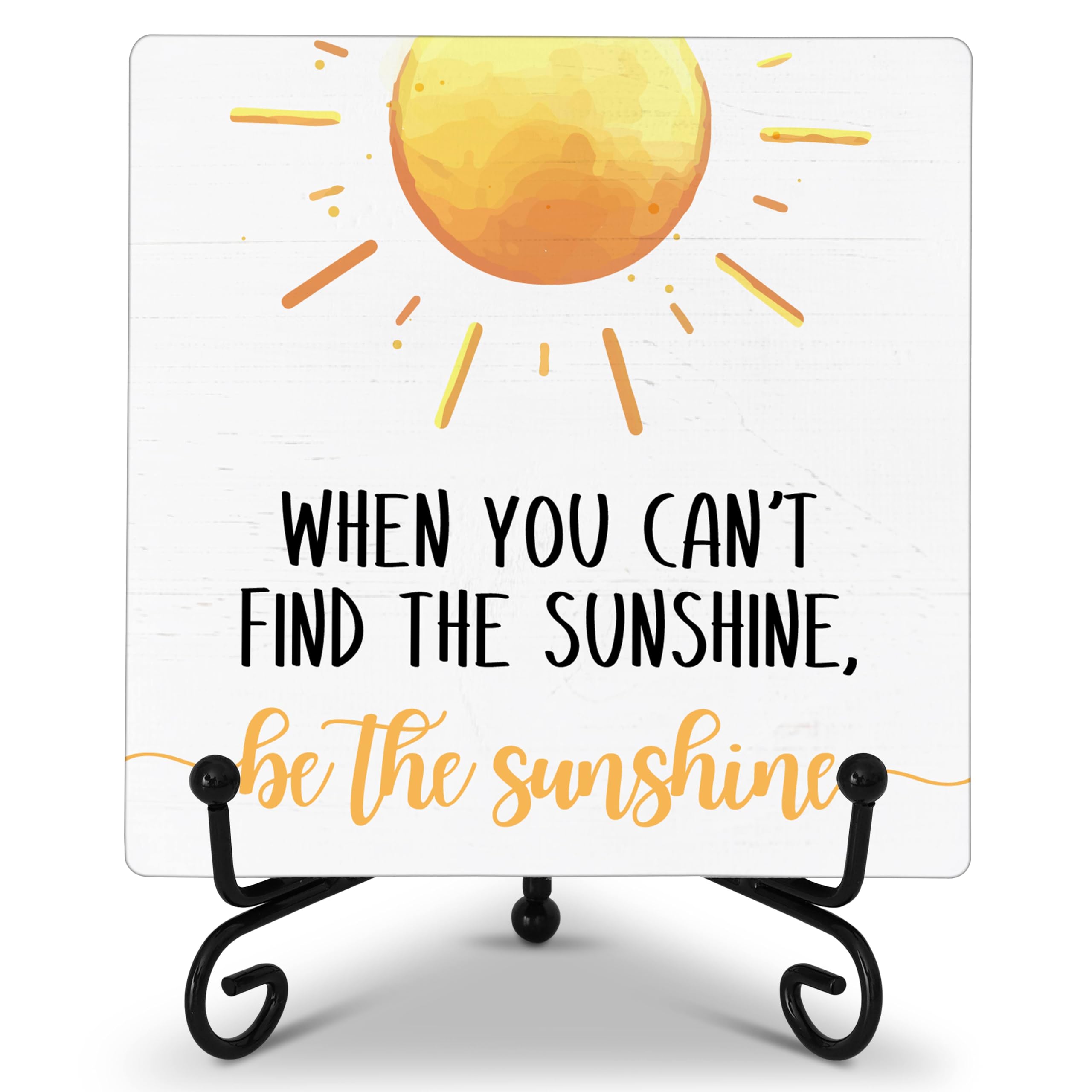 Inspirational Quote Desk Decor, When You Can't Find The Sunshine Be The Sunshine, Wooden Plaque Sign With Iron Stand, Thank You Appreciation Gifts for