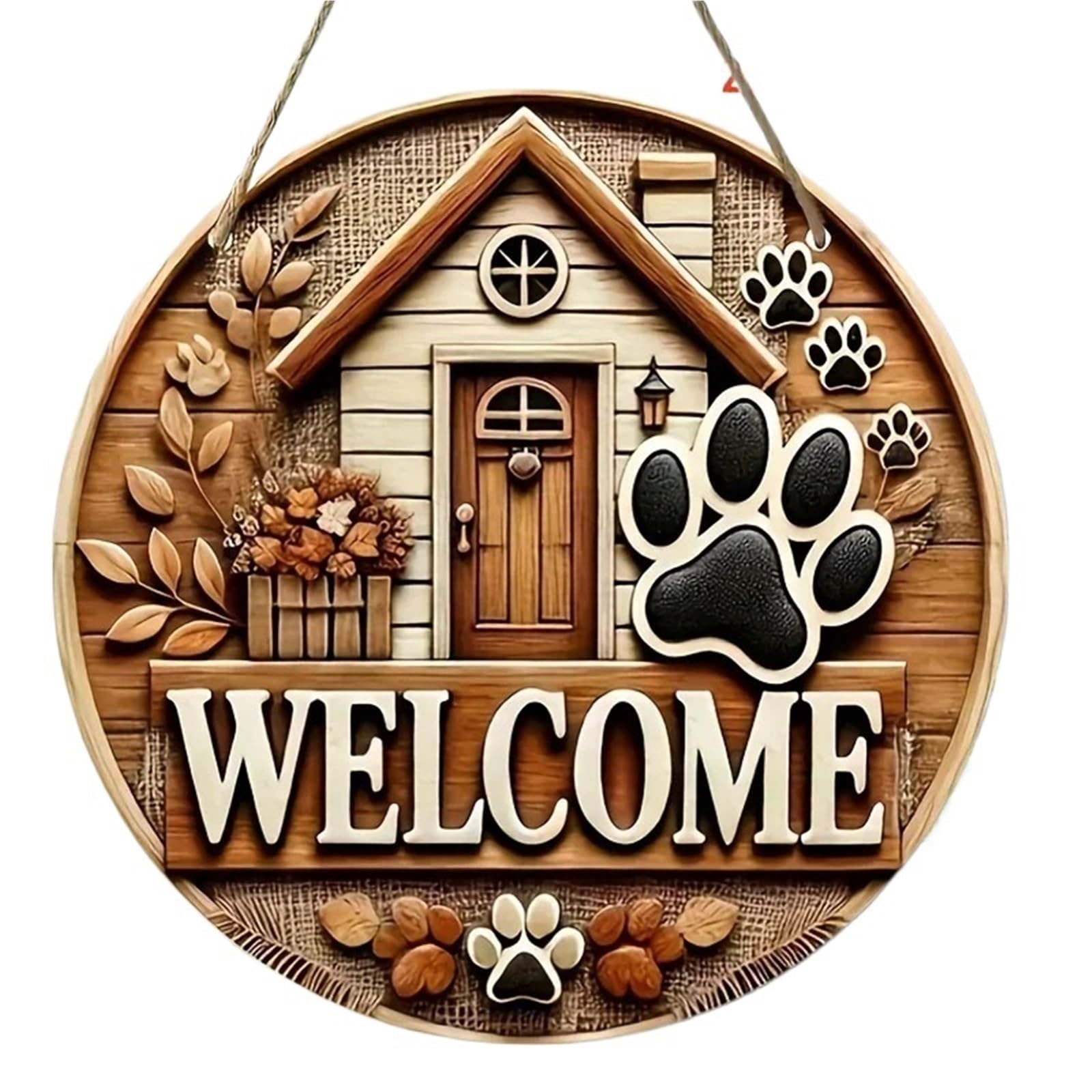 Wooden Welcome Sign 1pc Rustic Wooden Welcome Sign, 7.87-inch Round Door Decor, Home And Office Art, Indoor And Outdoor for home(30x30)