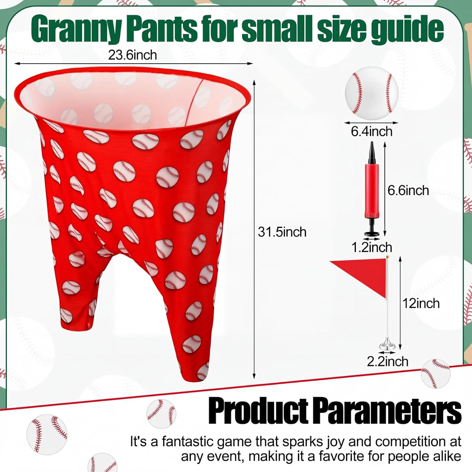 Granny Pants Yard Game 31.5 in * 24 in, 2Pcs Granny Pants Outdoor Games with 10 Bouncy Balls 2 Pumps & 2 Flags for Groups Family Gatherings Backyard