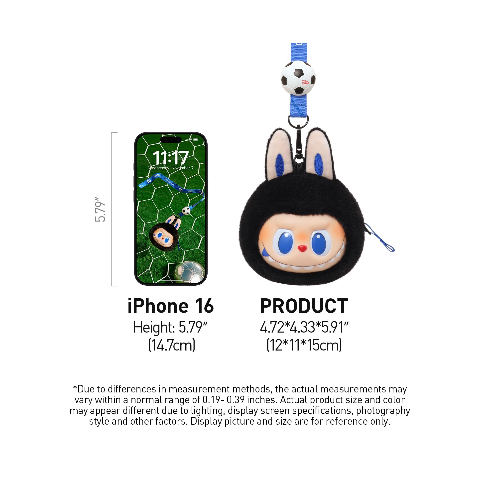 POP MART THE MONSTERS × FIFA SERIES-Vinyl Plush Pendant, Keychain with 15 cm LABUBU Head, FIFA World Cup 2026 Lanyard for Keys, Phones, Gift for Teenagers, Adults, Football Fans - 4