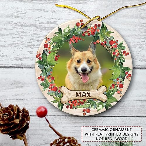 Vista 54 de SANDJEST Adornos personalizados de cerámica con foto personalizada para cachorros de primera Navidad 2024 para amantes de los perros, corazones