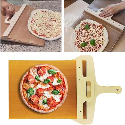 Pala deslizante para pizza, espátula de pizza de pala, la cáscara de pizza que transfiere pizza, pala de cáscara de pizza con asa, espátula de pizza