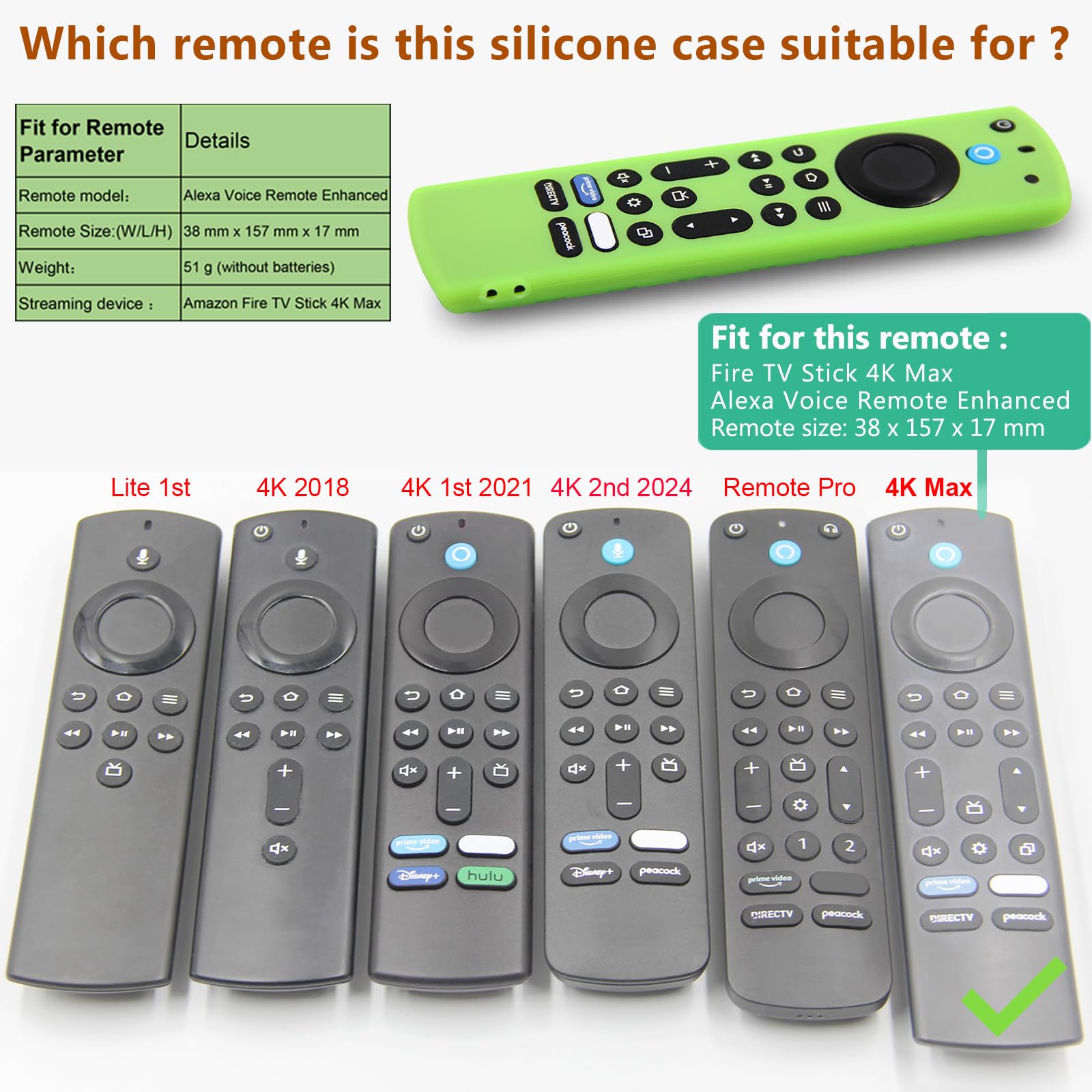 Pinowu Silicone Remote Case (2pcs) for Fire TV Stick 4K...