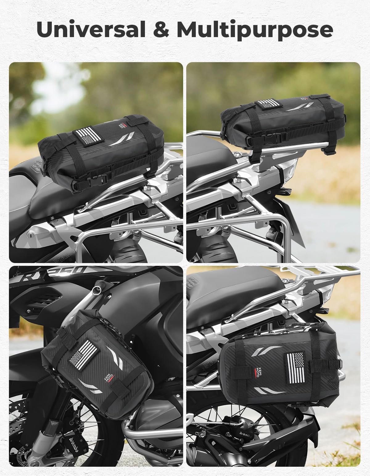 KEMIMOTO Sac de garde-boue de moto étanche de 3,5 l pour moto tout-terrain, sac de garde-boue arrière, sac de rangement pour moto, sac à outils de motocross, sac latéral
