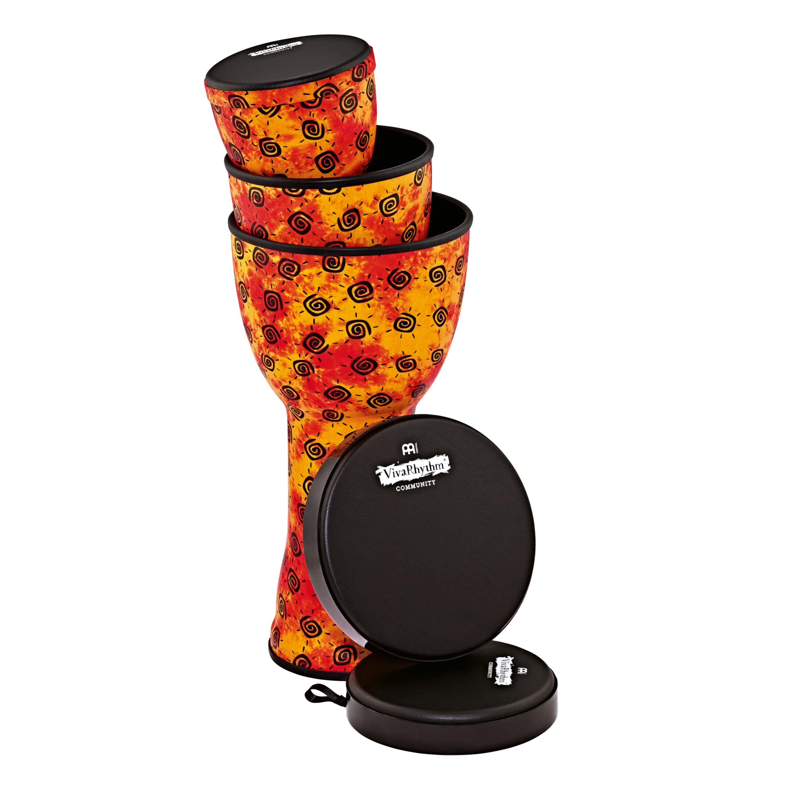 Meinl Percussion Soft Sound Series Djembe Set, Mehrfarbig (VR-SDJSET-NH) | VivaRhythm Pop Off Djembe Set, Vorgestimmt, Abnehmbares Fell, Durchmesser 8, 10 und 12 Zoll, mit Nappafell, Kunststoff