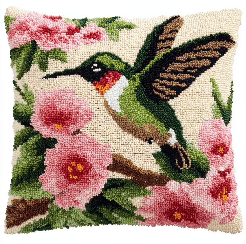 Kitquiver Latch Hook Kits Donkey for Adults,Bird DIY Latch Hook Cushion Kits and Latch Rug Kits Cross-Stitch Embroidery Cushion Cover for Home Sofa Decoration 17X17 in