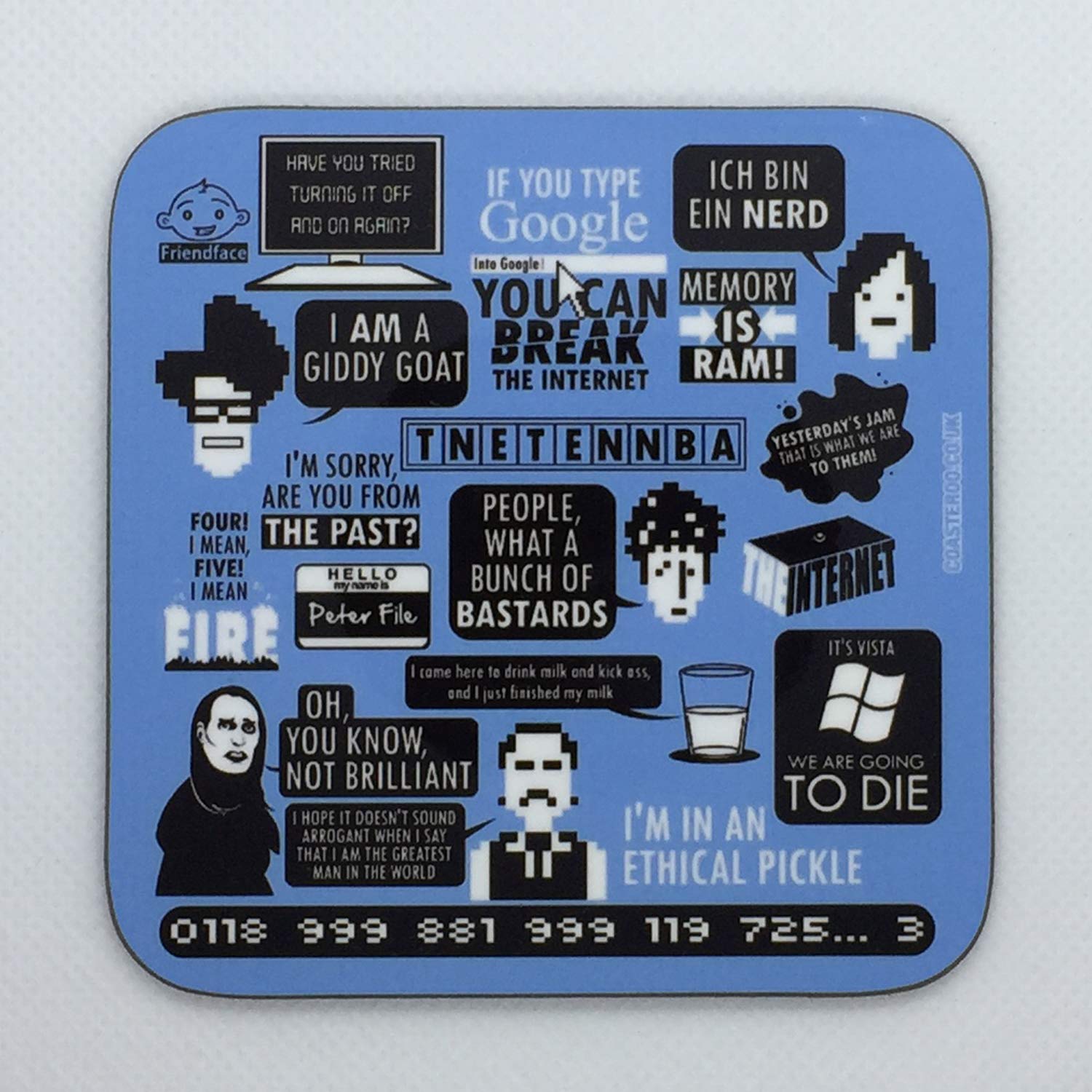 Coasteroo Blue It Crowd Collage - The It Crowd - Drinks Coaster - Hardboard - 9Cm X 9Cm - Gloss Finish