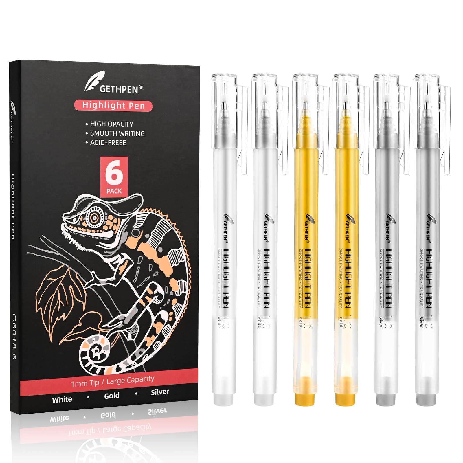 Gel Pens Pack Gold Silver White 1mm Fine Point for Black Paper Drawing