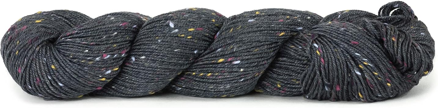 HiKoo Sueno DK Tweed Yarn, Superwash Merino Wool and Bamboo Blend for Knitting and Crocheting, 100 Gram Hank, 255 Yards, #1607 - Grandiose Gray