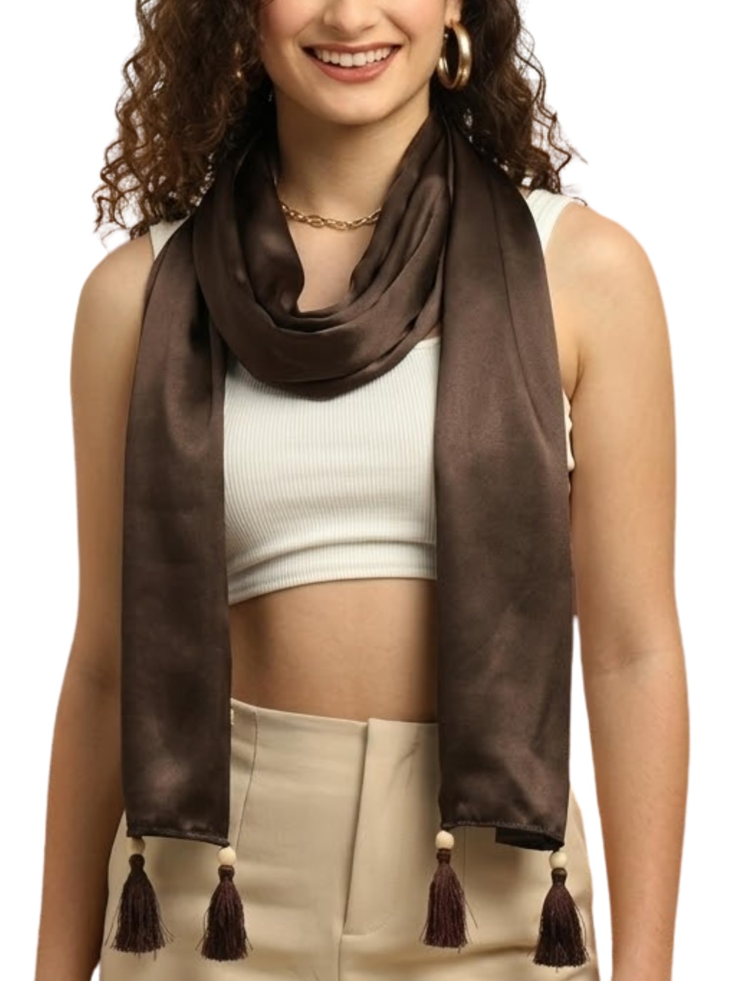 Scarf For Women Stylish|Ladies Fashion Stole|Summer Neck Wrap|Boho Beach Tassel Design For Travel Casual Wear|Multicolor|Easily fits 180 * 50 cm-image-27
