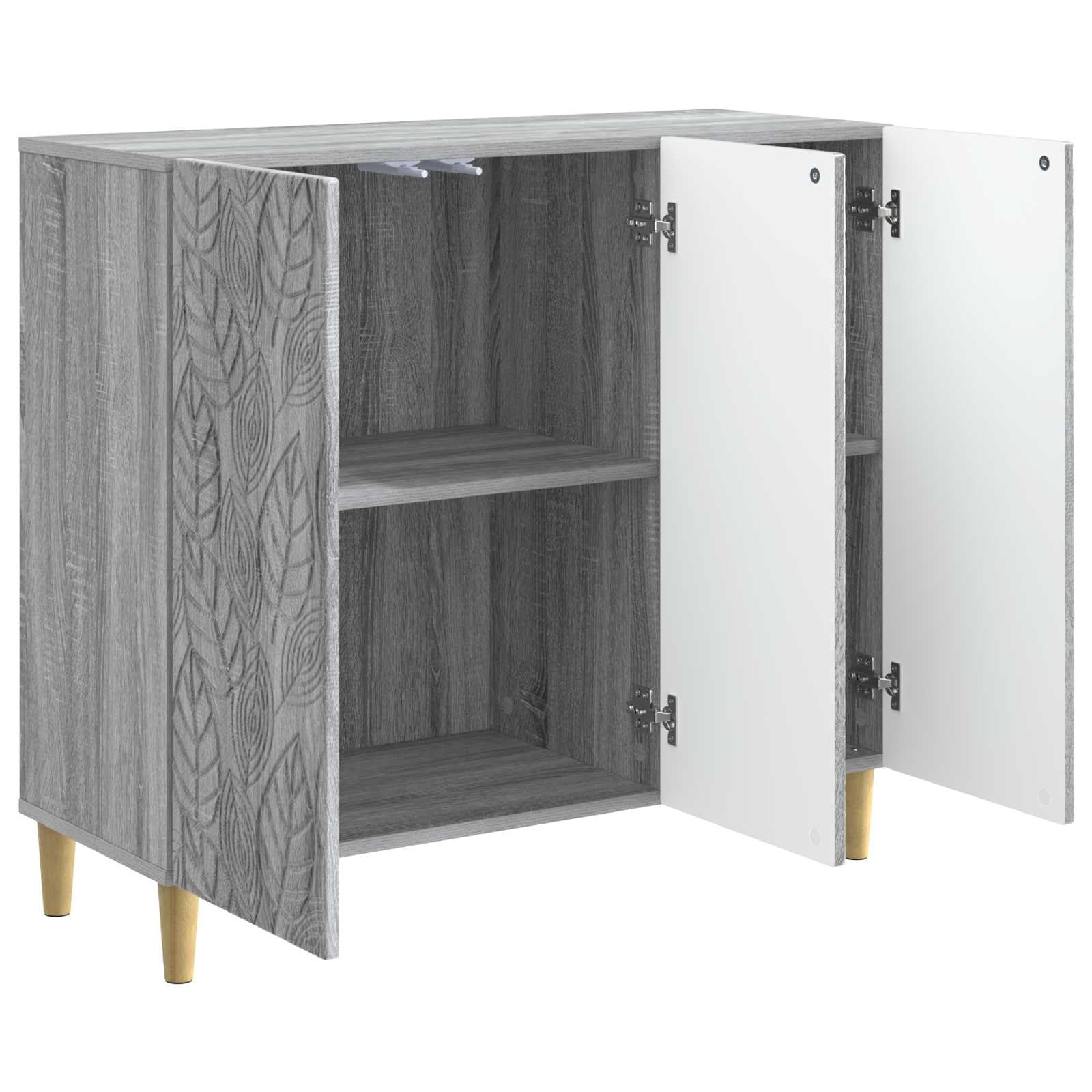 Buffet gris Sonoma 89 x 34,5 x 80 cm en bois avec 3 portes et 2 étagères pour salon, couloir, cuisine, polyvalent, design robuste