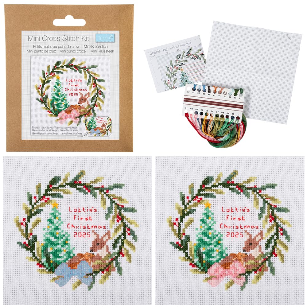 Crafty Capers Multi Baby's First Christmas | Complete Counted Cross Stitch Kit | 13Cm Square