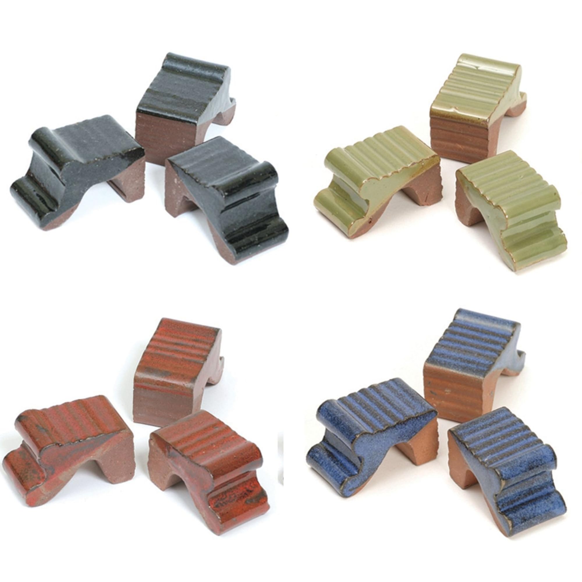 W-Direct Set di 3 piedini per vasi in terracotta, per un migliore drenaggio, protezione dal gelo e radici più sane, per interni ed esterni, 3 x 5 x 3 cm (smalto blu)