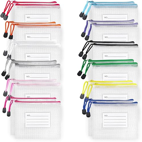 Miniatura 1 de BOPART 24 bolsas pequeñas de malla con cremallera de 6.3 x 4.9 pulgadas, impermeables, con bolsillo para etiquetas, suministros de oficina y