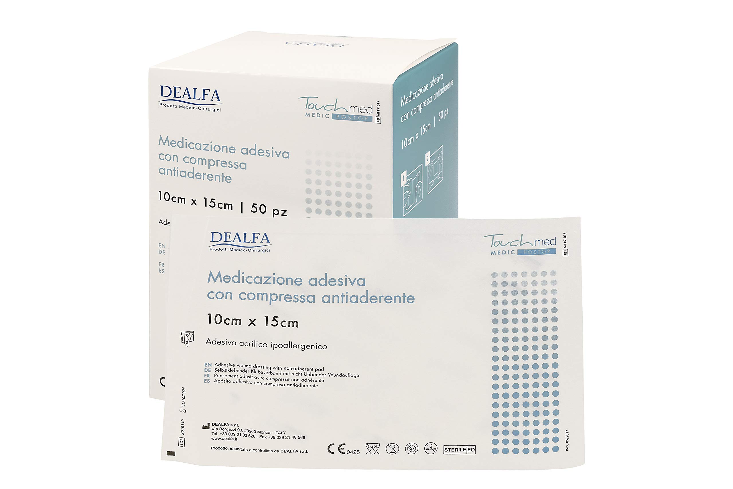 TOUCHMED Cerotto Adesivo Sterile in TNT con Compressa Antiaderente - 10x15 cm - Traspirante e Assorbente - Ottima Adesività - Monouso - Confezione da 50 Pezzi