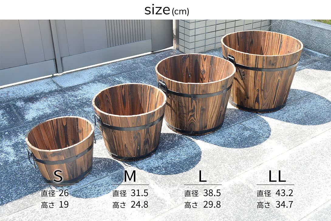 Amazon.co.jp: プランター 木製 ウッド 鉢カバー レトロ 焼杉