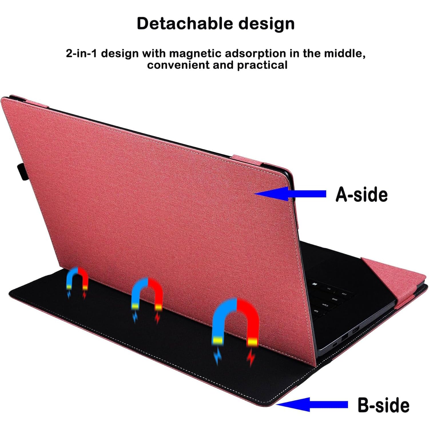 Custodia protettiva per computer portatile Dell 14 Plus DB14250 & Pro 14 PC14255/PC14250 & Pro14 Plus PB14250/PB14255, custodia protettiva in pelle PU per notebook PC borsa accessori (rosa)