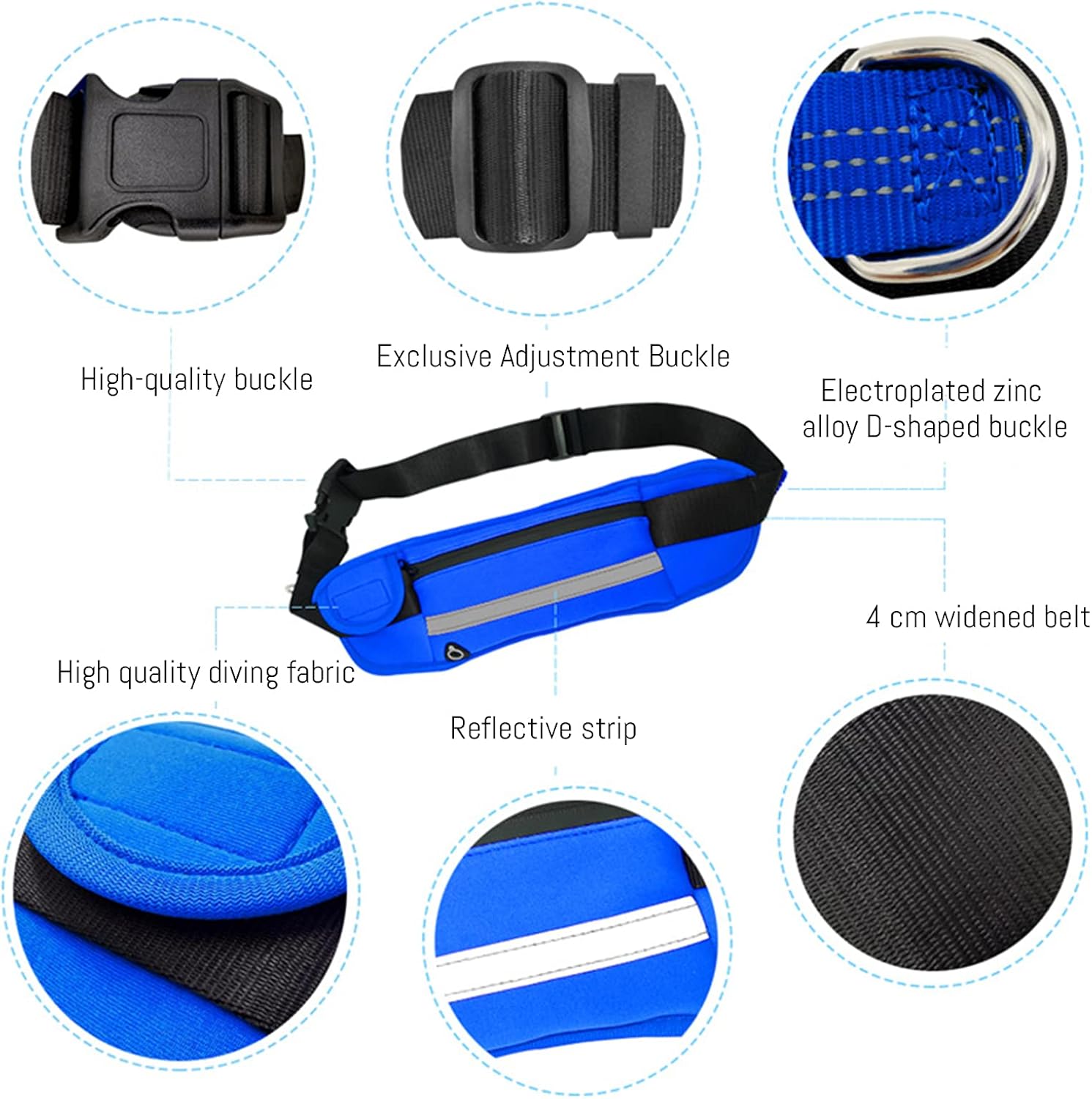 Hands Free Dog Leash, Dog Running Leash, Adjustable Waist Belt for Small and Medium Dog for Running Walking Jogging Hiking, Training with Zipper Bag, Reflective Stitches