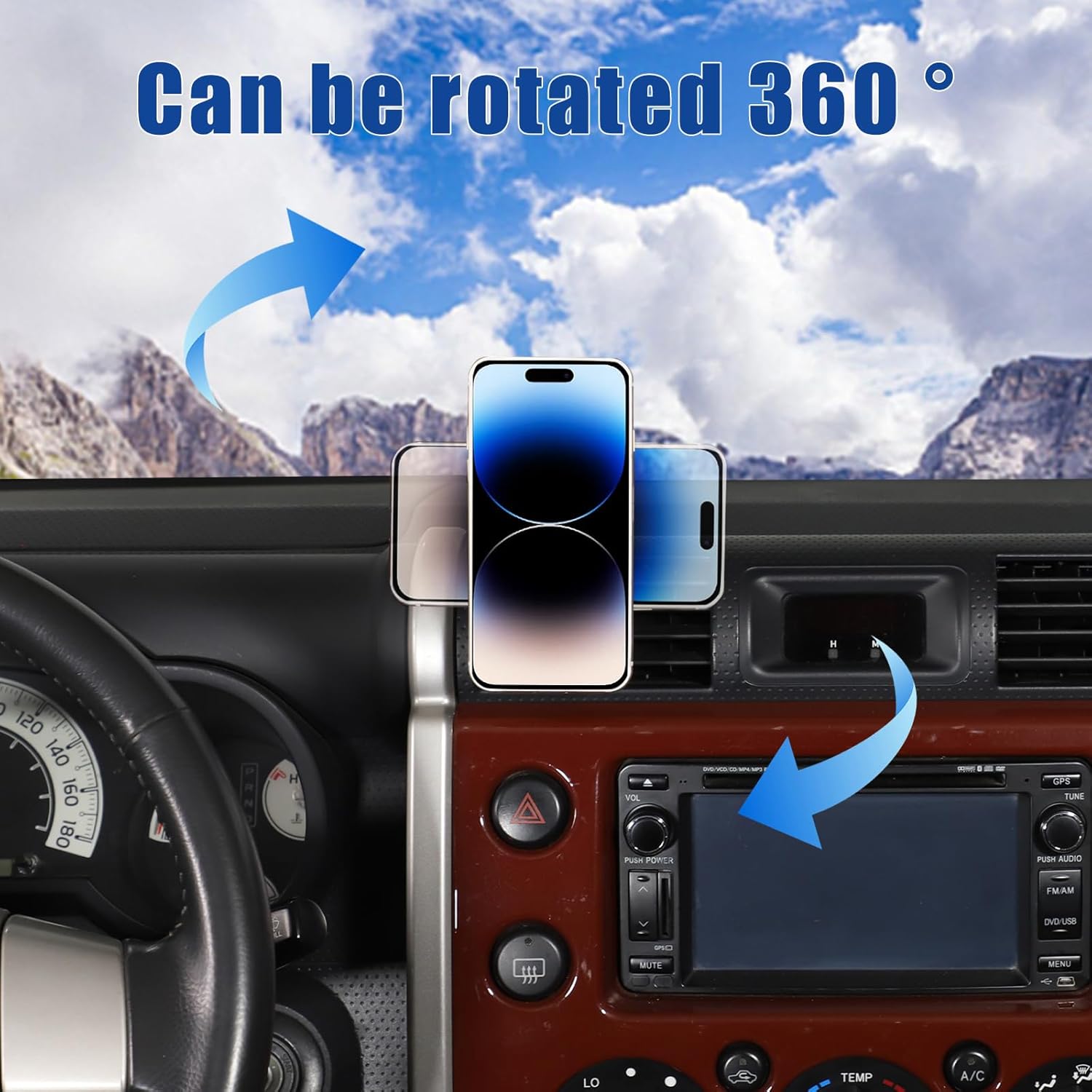 HAPPYHORSE Car Phone Mount Compatible with Toyot@ FJ Cruiser 2007-2021 Car Central Control Right Side Mobile Phone Bracket Phone Holder Phone Mount with Self-Adhesive Base Accessories (Style C)