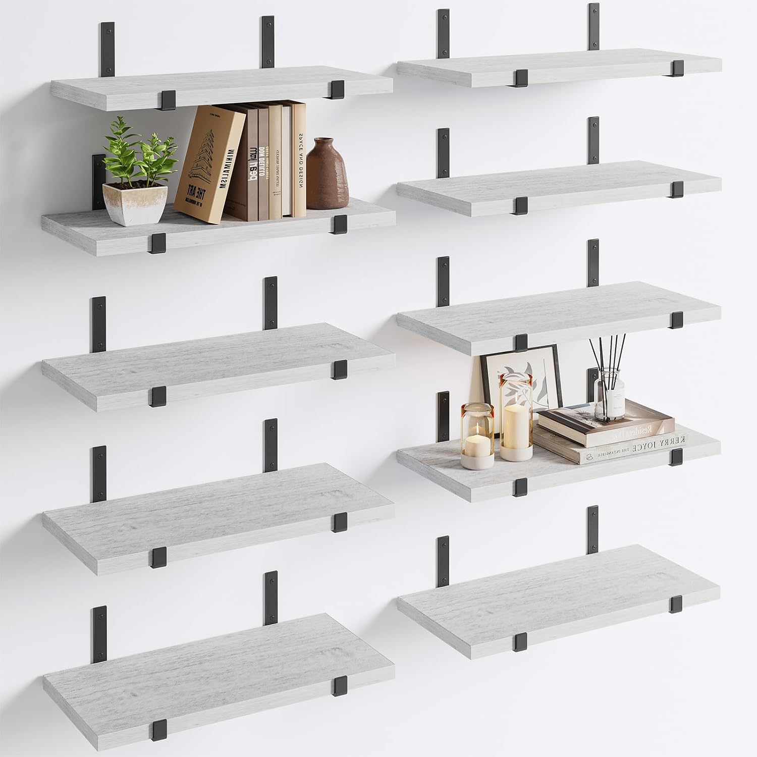 Amazon.com: Fixwal Floating Shelves, Set of 10, Rustic Wood Wall Decor ...
