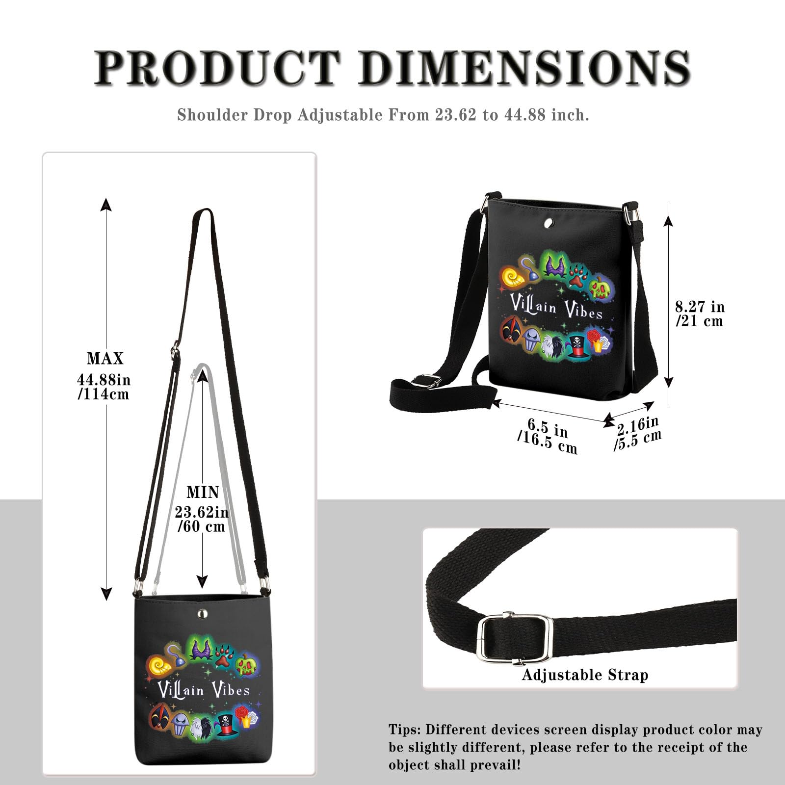 Villains Inspired Gift Villain Lover Gift Villain Vibes Makeup Bag with Zipper Halloween Evil Cosmetic Bag Villain Witch Survival Kit (Villain Vibes CB EU) - Image 2