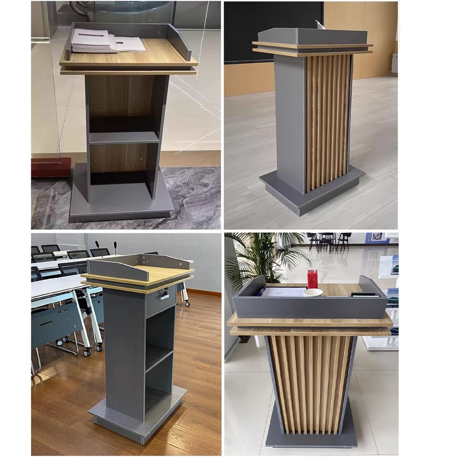 Podio professionale in legno con 4 ruote girevoli, versatile leggio con ripiano Sto per presentazioni, ideale per chiese, matrimoni, scuole ed eventi