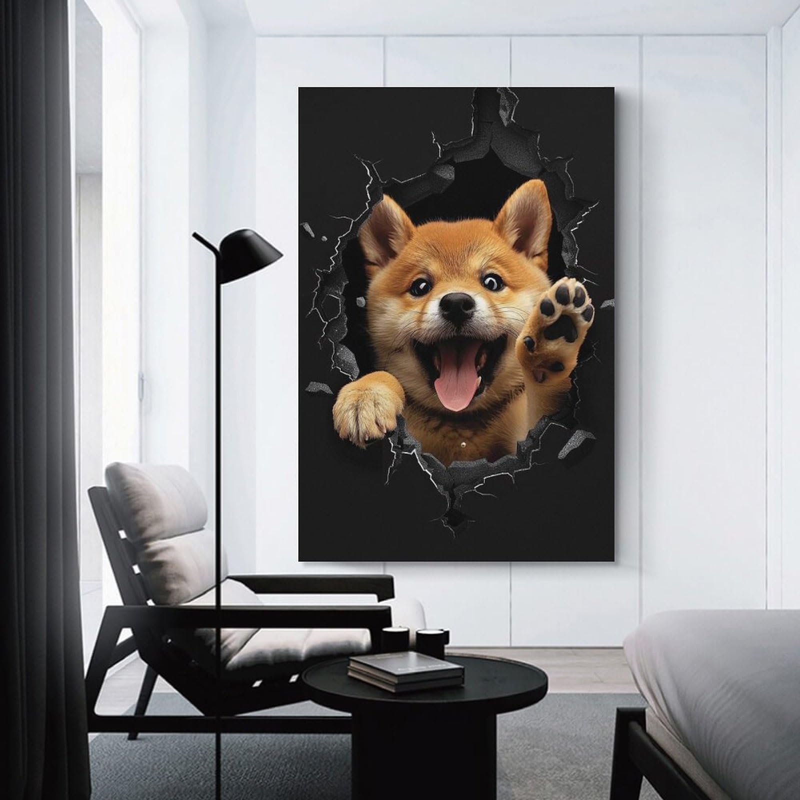 Junmoney Shiba Inu(2) Hanging Wall Art, 20x30inch(50x75cm), for Bedroom Walls, Guest Spaces Or Lounges, An Easy Wall Refresh for Bedrooms