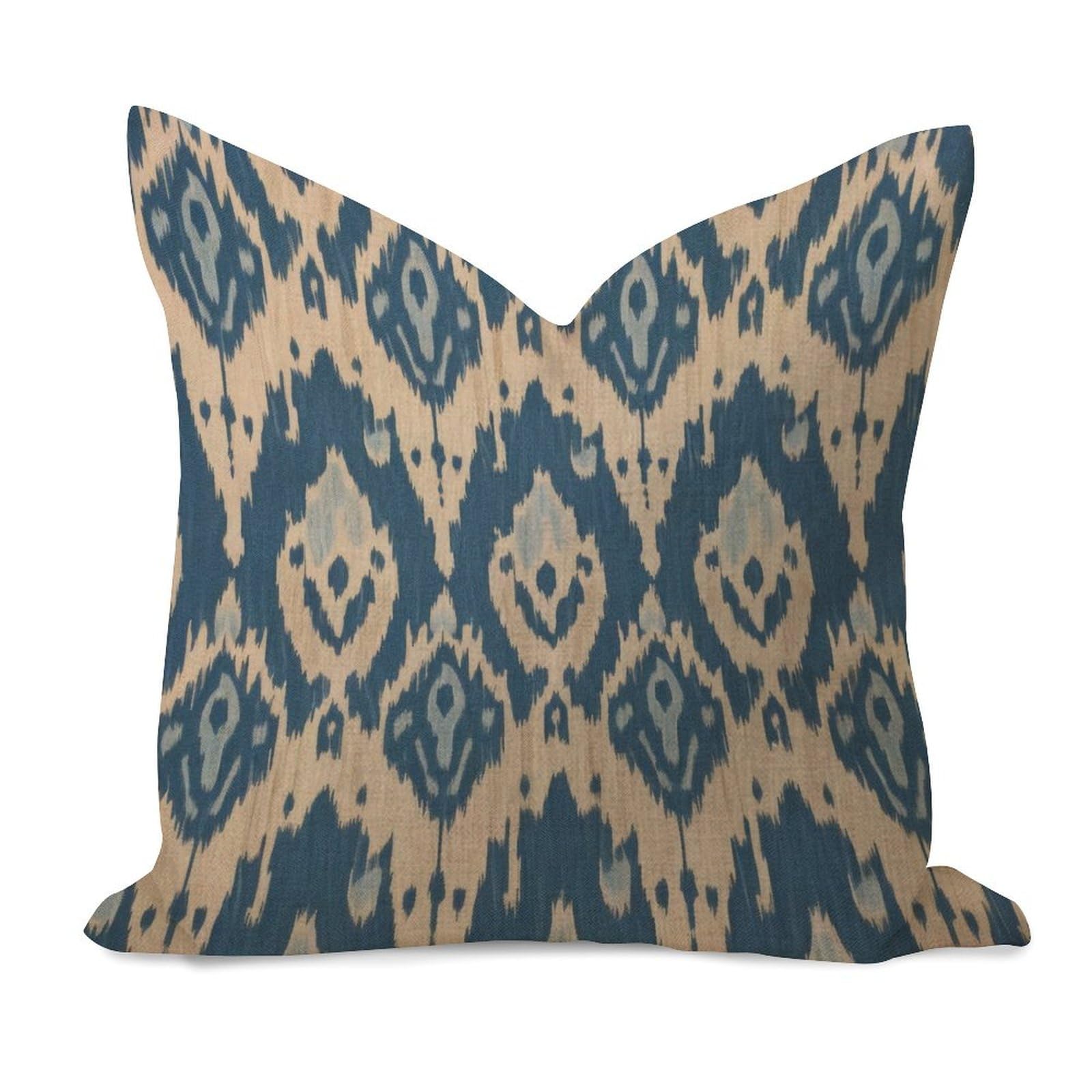 Wsdesdec Style-6 Rustic Outdoor Pillow Covers 24X24in Ikat Blue Home Decoration Comfortable Pillows Cushion Covers Chinoiserie Chic Asian Toss Cotton Linen Pillow Shell For Outdoor Bed Garden