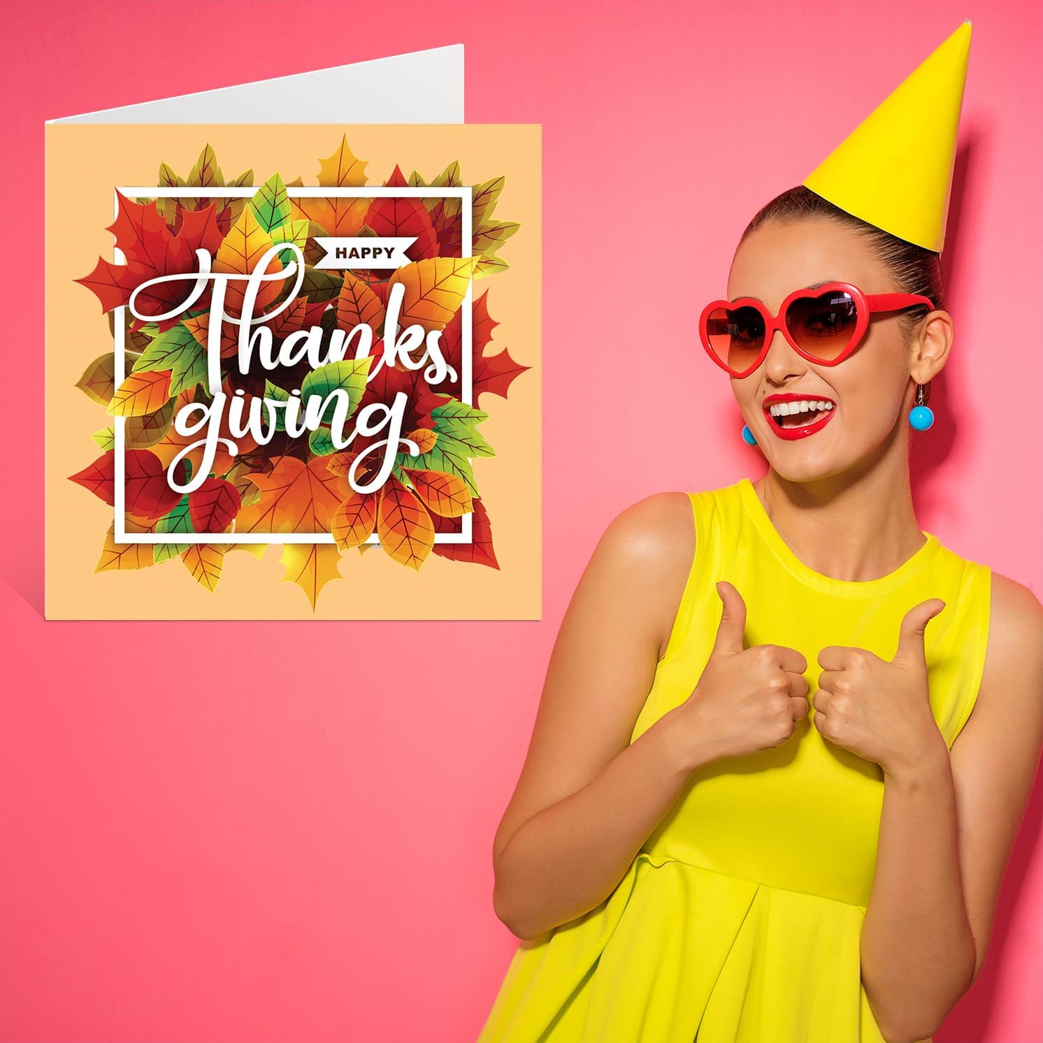 Stuff4 Thankgiving Greetings Card for Women Men - Happy Thanksgiving - Sister Brother Cousin Uncle Aunt Mom Dad Papa Pops Grandma Grandpa, 5.7 x 5.7 Inch Single Greeting Cards Gift