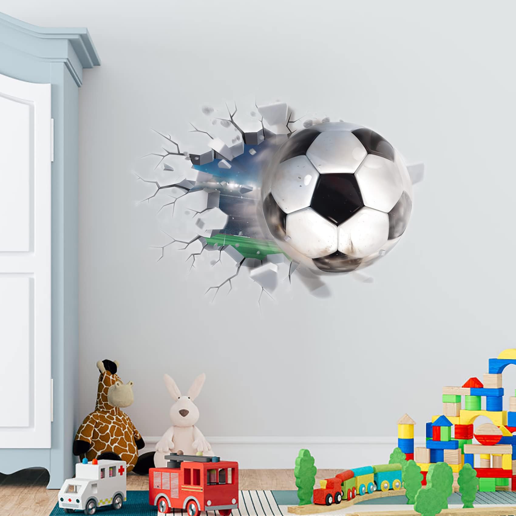 Stickers Da Muro 3d Adesivi Murali Calcio 3D - Decorazione Camera Bambini E  Ragazzi Decorazioni Parete Ragazzi, image size:1700x1700