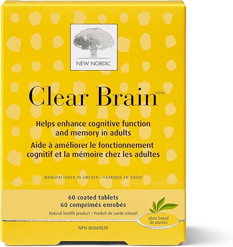 New Nordic Tabletas transparentes para el cerebro, apoya la salud cognitiva normal y la memoria, con té verde y nuez, hecho en Suecia, 60 unidades