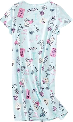 Miniatura 2 de SISKIN Camisones para mujer, de algodón, para dormir, de manga corta, con estampado, ropa de dormir suave
