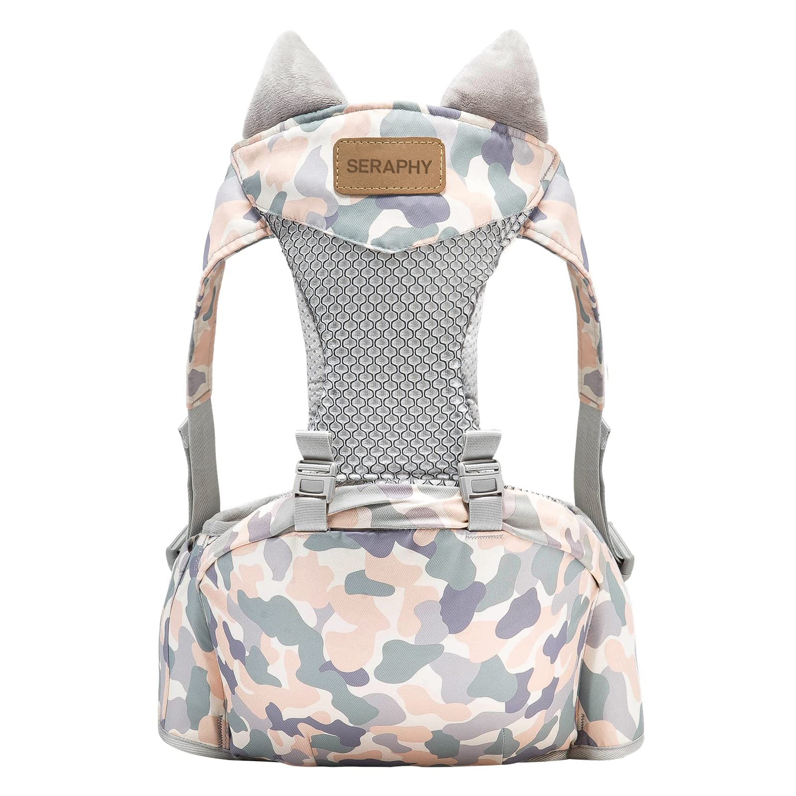 SERAPHY Embrace Cosy 4-in-2 Baby Carrier Ergonomically Adjustable Holder Portable Convertible Front and Back (Camouflage Hip Seat)