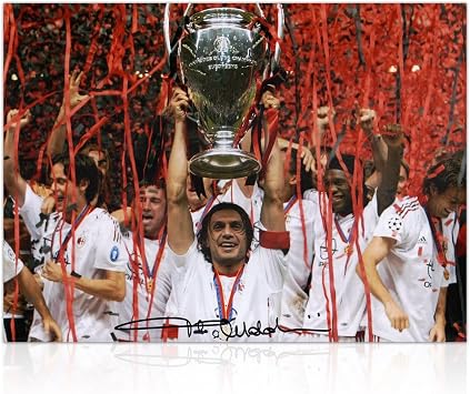 Paolo Maldini Signed Milan Soccer Photo UCL Winner