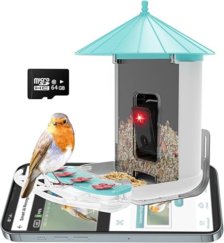 Miniatura 8 de LETTON Cámara inteligente alimentadora de pájaros, alimentada por energía solar, identificación de especies de aves AI, video HD 1080P, WiFi