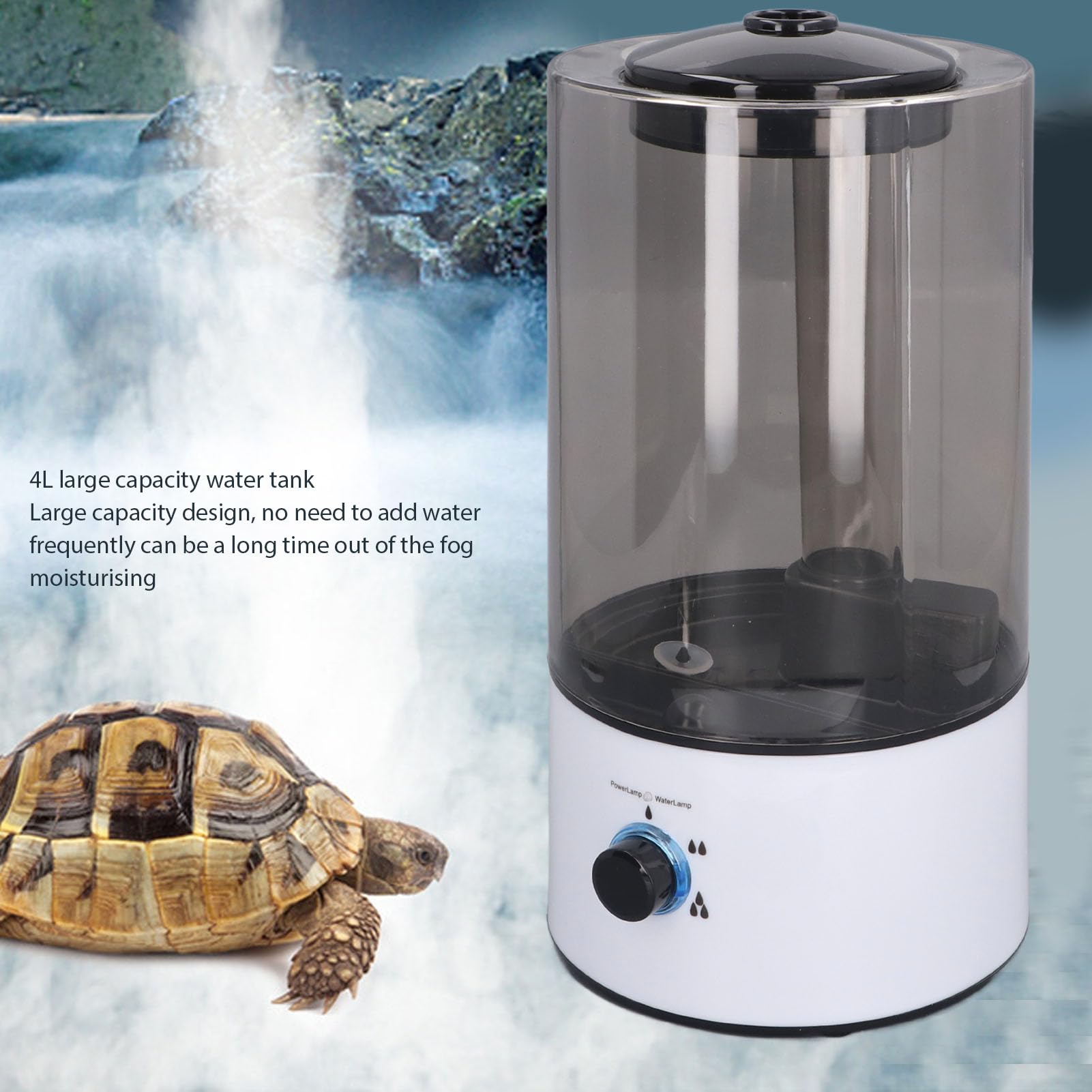 Humidificador para Reptiles con Tanque de 4 Litros, Máquina de Niebla para Terrario, Manguera Ajustable, 32x15.5 cm, para Lagarto, Tortuga, Camaleón