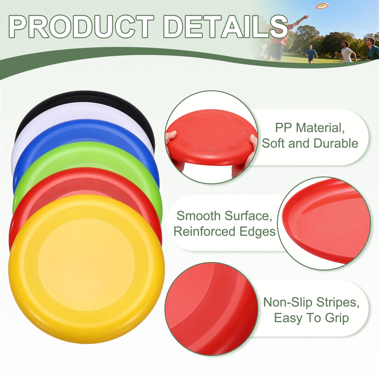 Lot de 12 disques volants souples, pour tous les âges, légers et durables, 22,9 cm et blanc, adaptés pour (plage/arrière-cour/pelouse/parc)