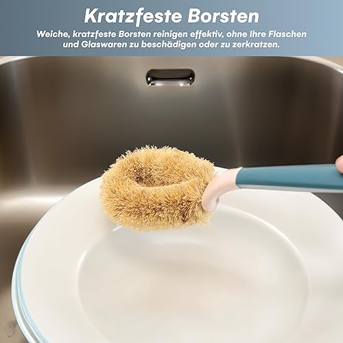 Miniatura 5 de Easy Gleam | Cepillos de limpieza para fregar - Estropajo duro para utensilios de cocina de hierro fundido - Material duradero con cerdas naturales