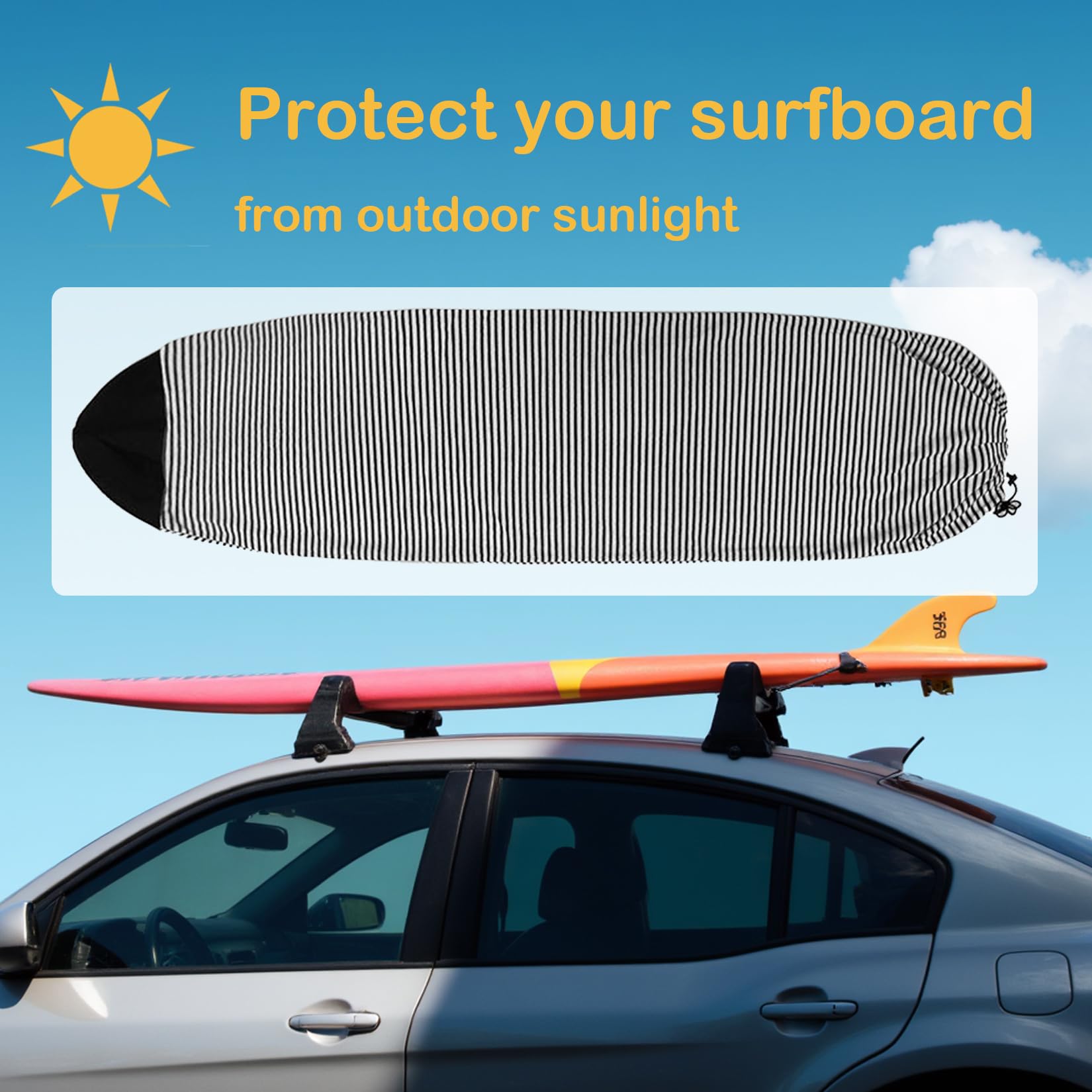 Housse de protection pour planche de surf pour longboard, paddleboard, planche de surf, planche de surf, housse avec cordon de serrage