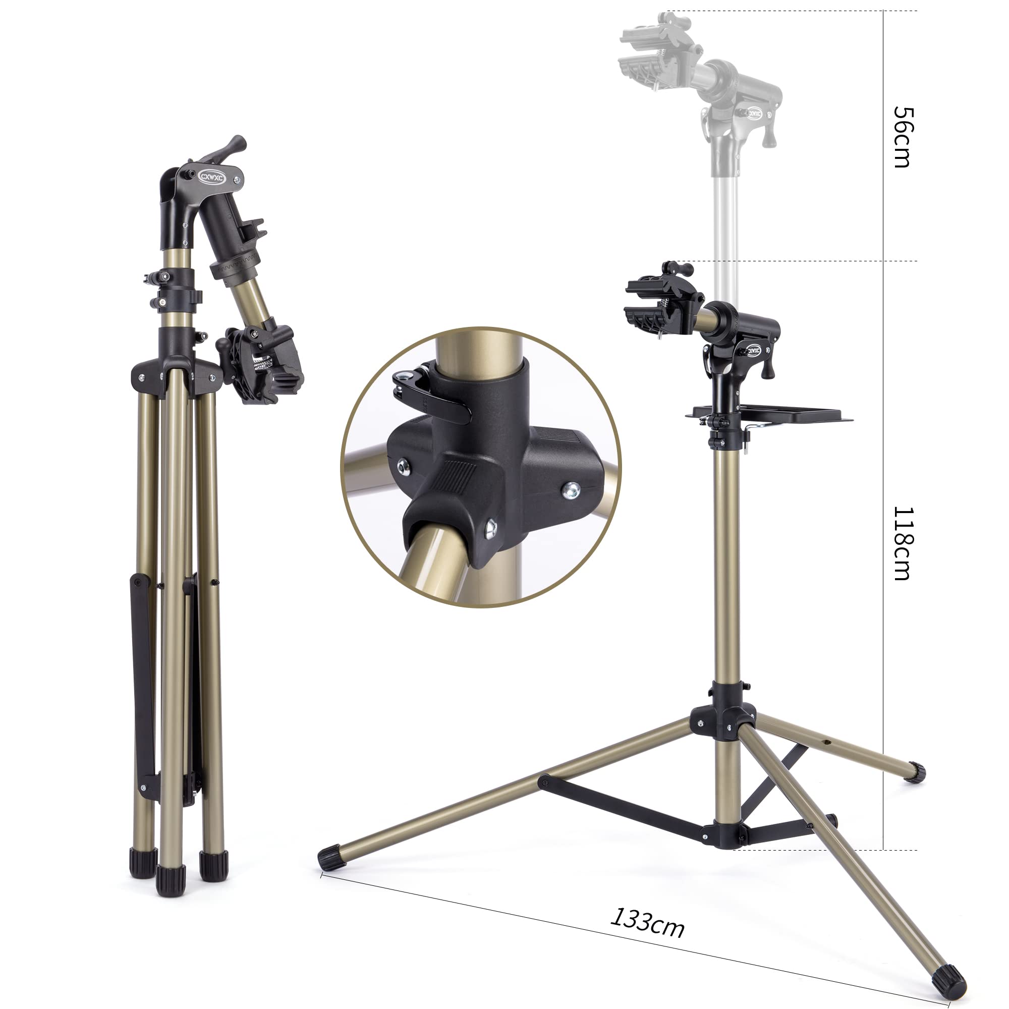 CXWXC Soporte de montaje de bicicletas soporta hasta 40 kg/88 libras para bicicletas eléctricas, soporte de reparación de bicicletas con cabezal magnético y giratorio 360° (aluminio)