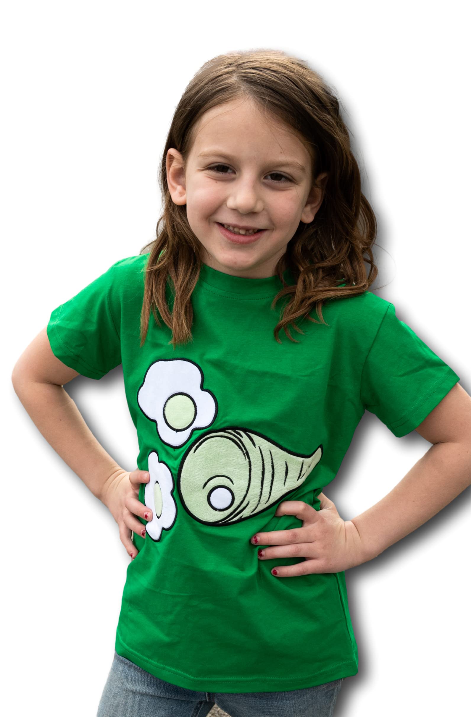 ComfyCamper Ham and Eggs Shirt - Green Costume Cosplay Christmas Halloween for Kids - Tshirt for Girls & Boys