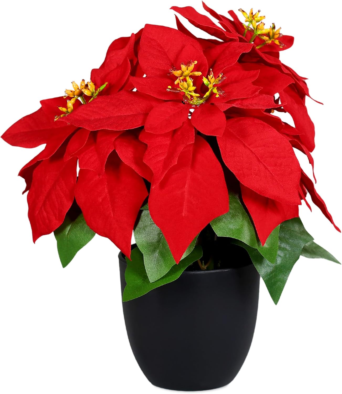 Spetebo Artificial Poinsettia in Black Pot 30 cm Artificial Flower
