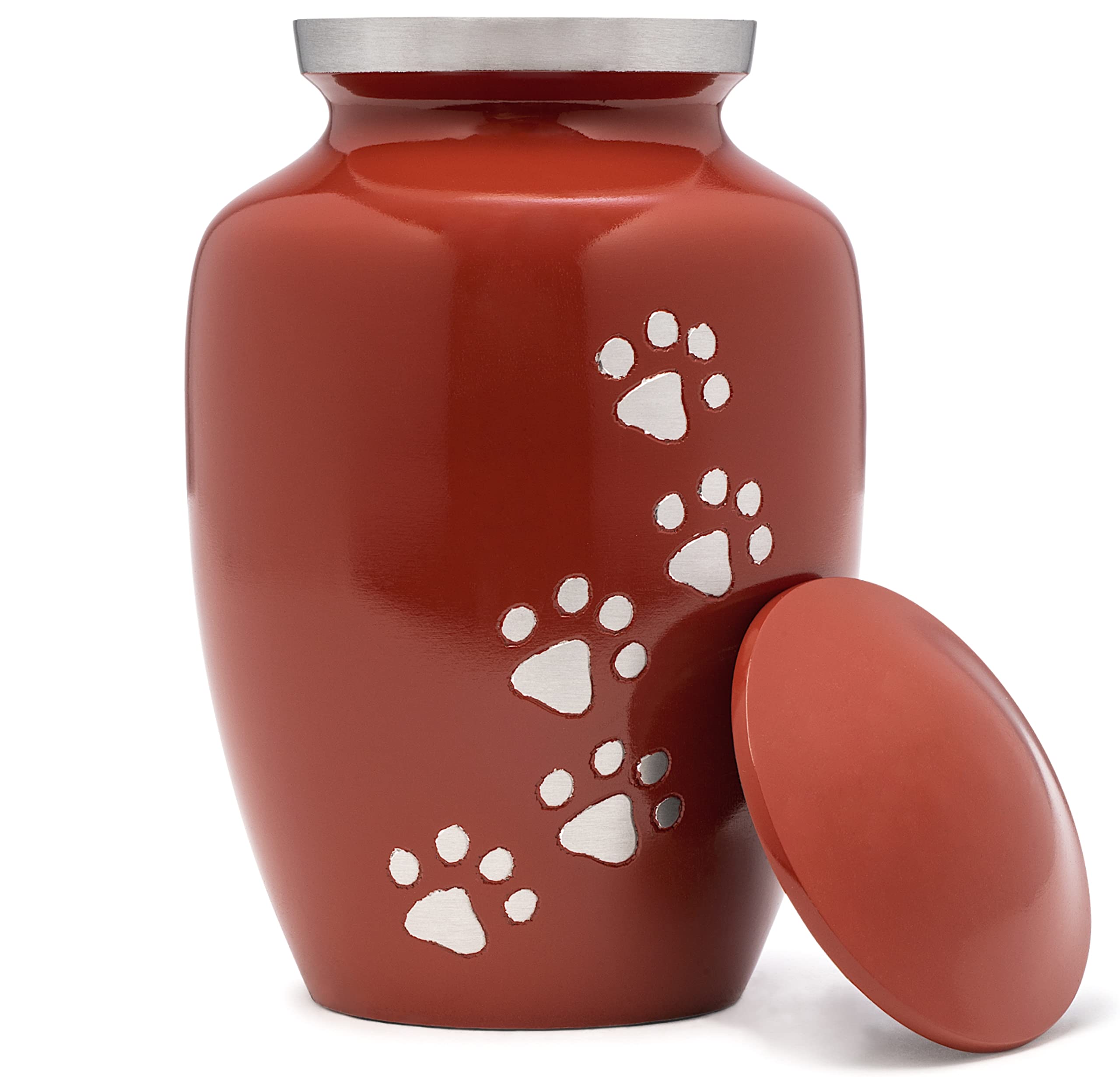 Eternal Harmony Cremation Urn for Animal Ashes | Funeral Vase Carefully Handcrafted with Elegant Finishes to Honor and Remember Your Pet | Dogs and Cats with Velvet Bag (Red, Large) — image 1