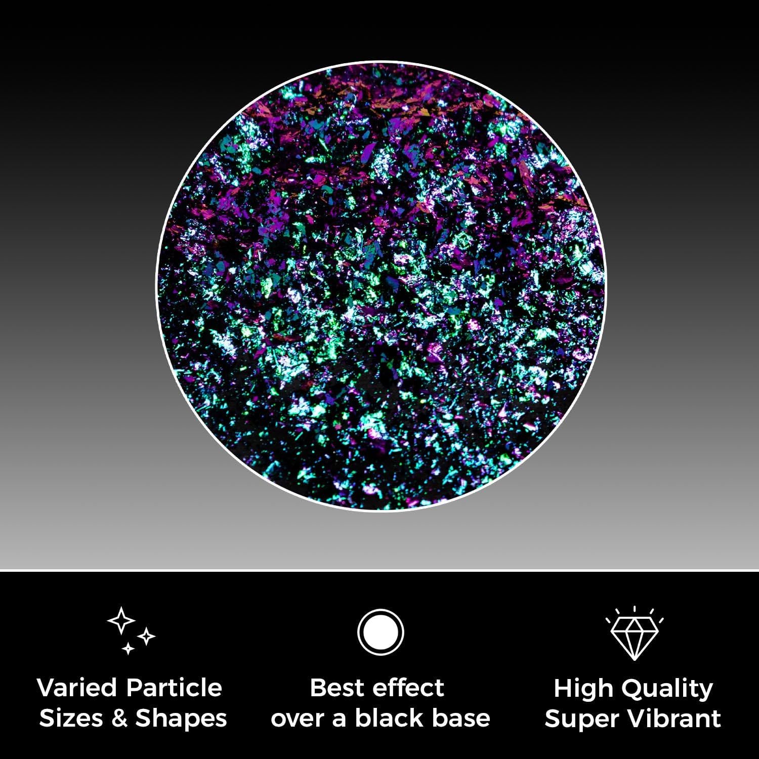 Vortex SuperShift Flake 5g Green Blue Purple Gold Intense ColorShift Chameleon Flake Pigment | Glitter Flake Powder for Auto Paint | Flake Powder for Epoxy, Resin, Molds, Tumblers, Nail Art