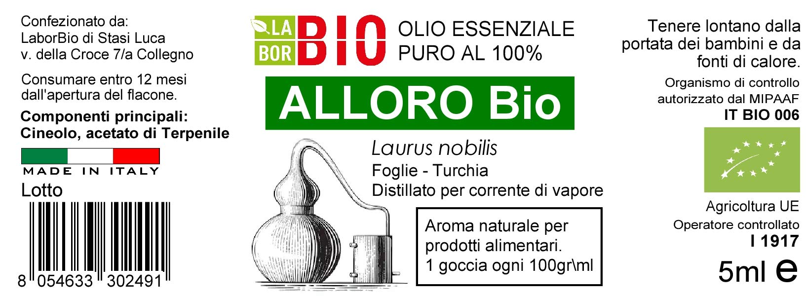 Laurowy Olejek Eteryczny Bio - 100% Czysty i Naturalny 5 ml - Aromaterapia Terapeutyczny Kosmetyk - Laborbio