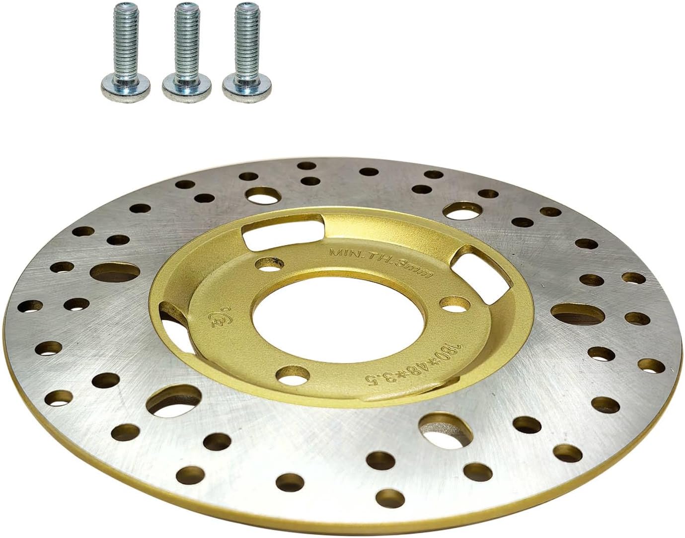 Front Brake Rotor Disc 180mm with Stud Bolt Compatible with Yamaha BWS ZUMA 50cc 100cc YW100, ZUMA 50 YW50, ZY125, 2T, TNG Milano 125, Most Scooter Moped 125cc 250cc OEM # 3UH-F582U-00-00