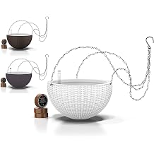 GARDENIX DECOR 11 Self Watering Hanging planters for Indoor Plants - Flower Pot with Water Level Indicator for Plants, Hanging pots - Self Watering Planter Plant Pot-Coco Coir- Round 1 Pack - White
